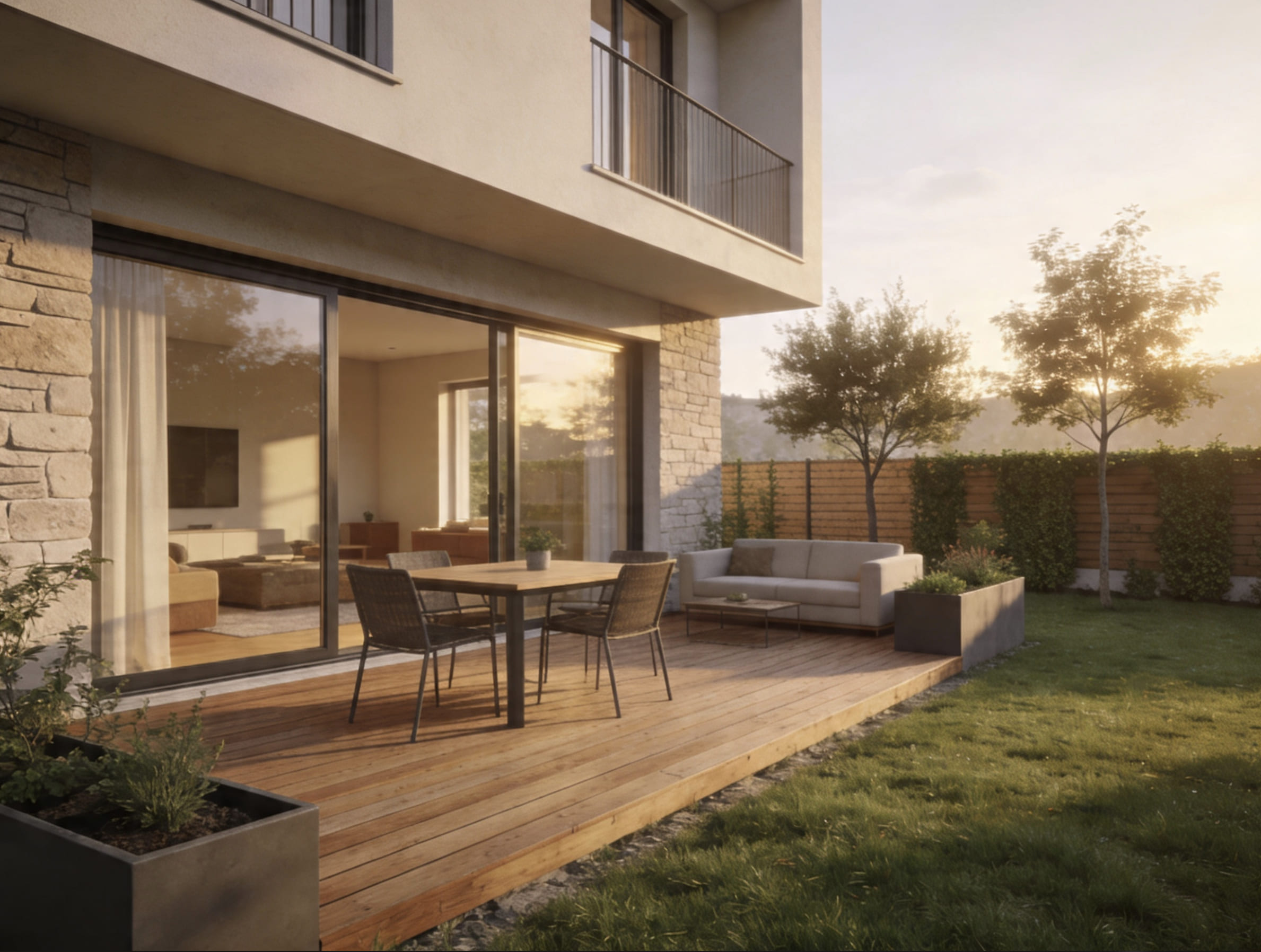 Terrasse et jardin du programme Le 61